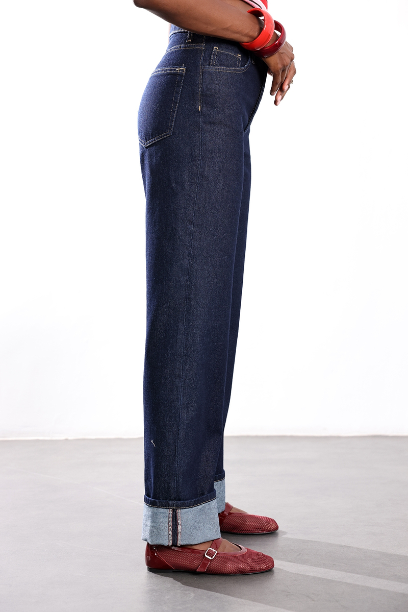 Lacivert Baggy Regular Waist Jean 