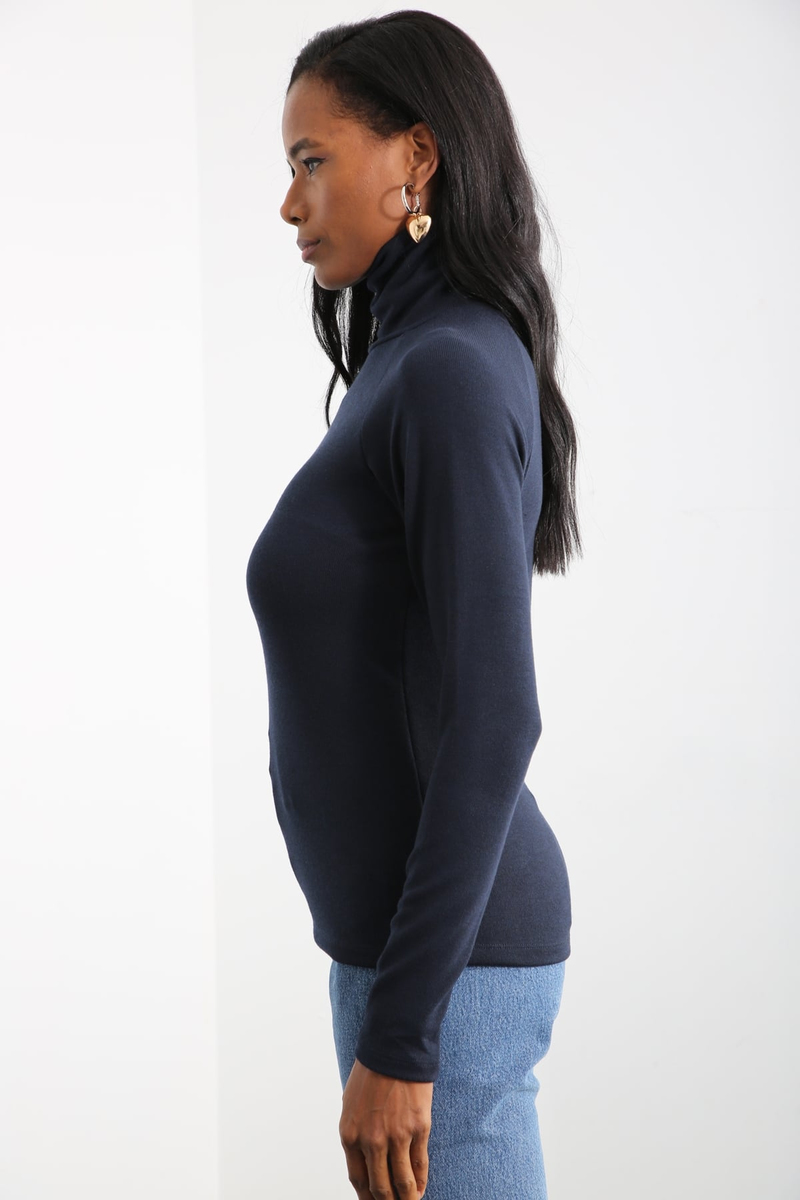 Lacivert Balıkçı Basic Bluz 