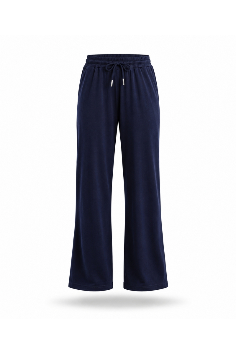 Lacivert Beli Lastikli Dökümlü Pantolon 17095