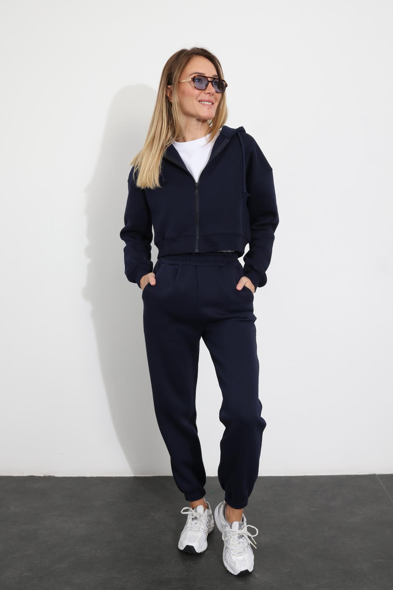 Lacivert Beli Lastikli Jogger Eşofman 3766