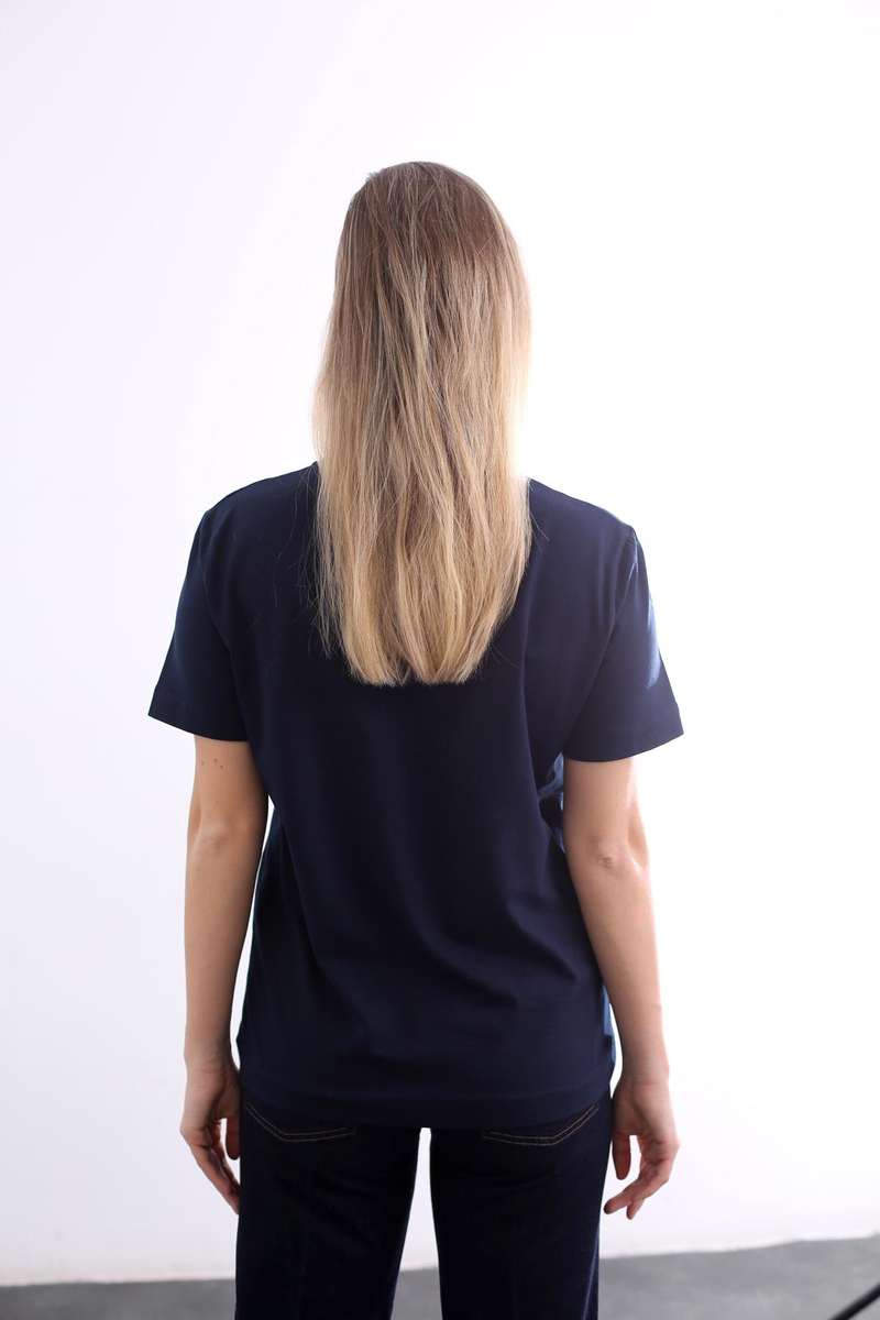 Lacivert Bisiklet Yaka Basic Tshirt 