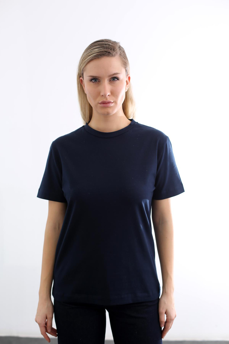 Lacivert Bisiklet Yaka Basic Tshirt 