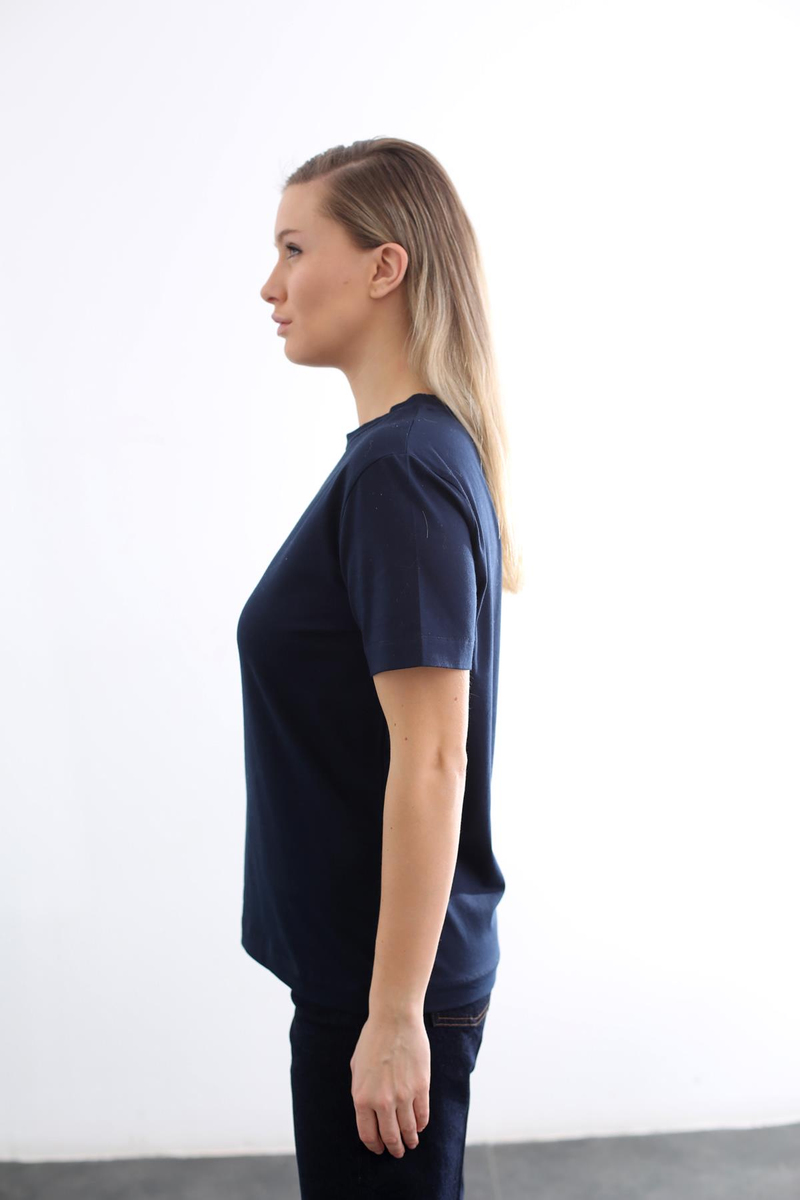 Lacivert Bisiklet Yaka Basic Tshirt 