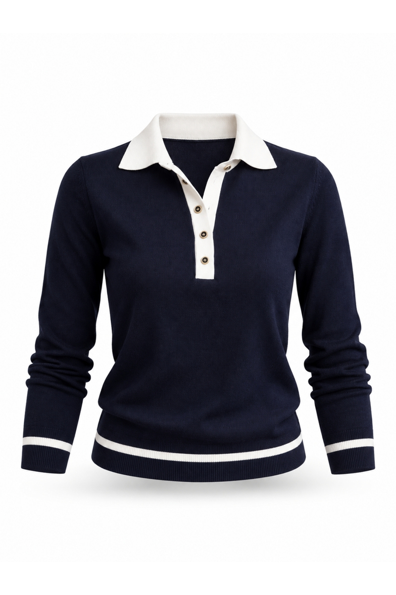Lacivert Biye Detaylı Polo Yaka Triko 6528