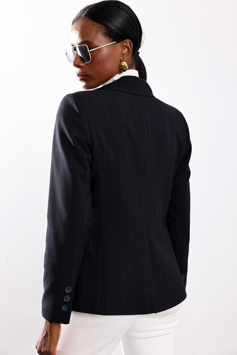 Lacivert Çizgili Blazer Ceket 17285