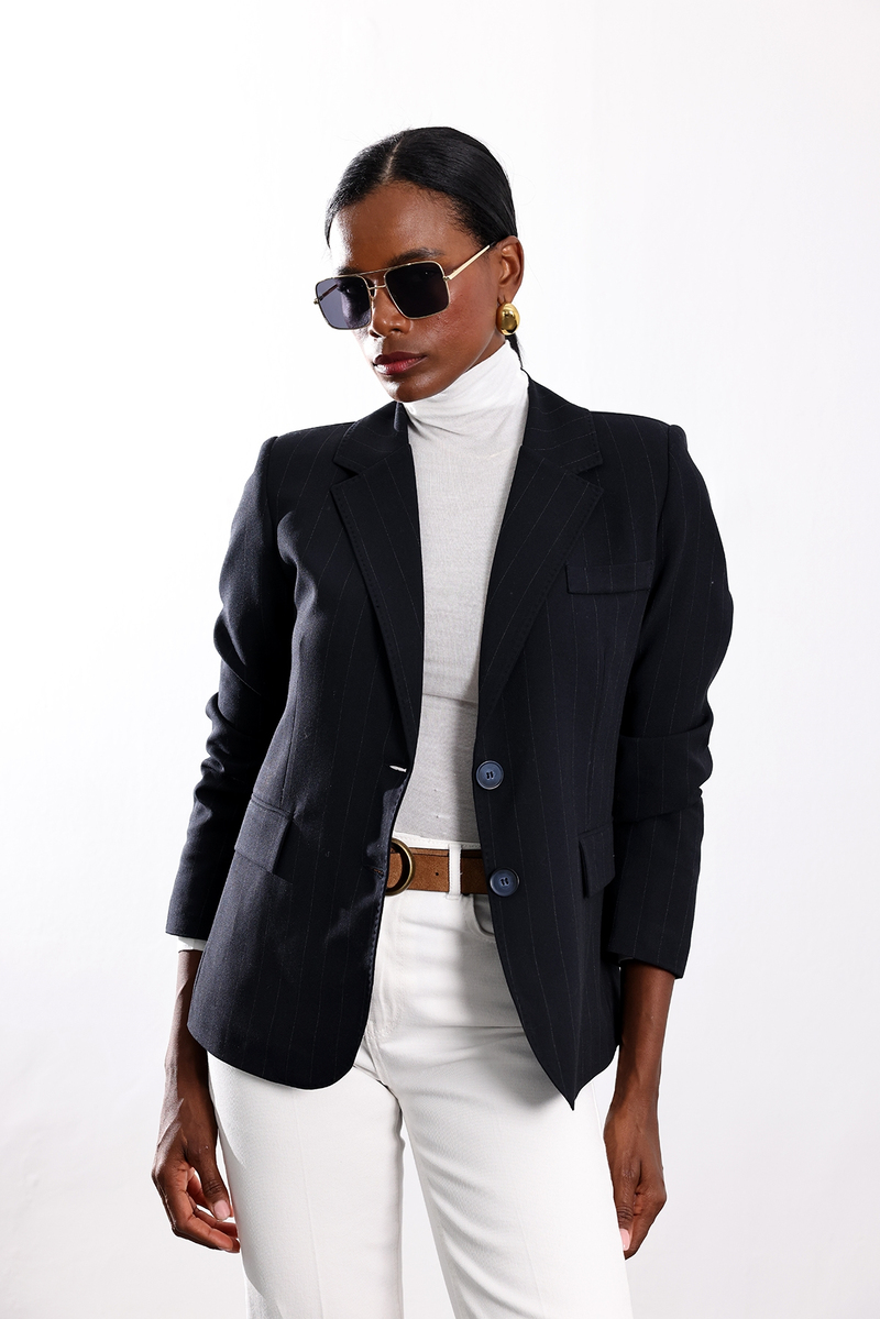 Lacivert Çizgili Blazer Ceket 17285