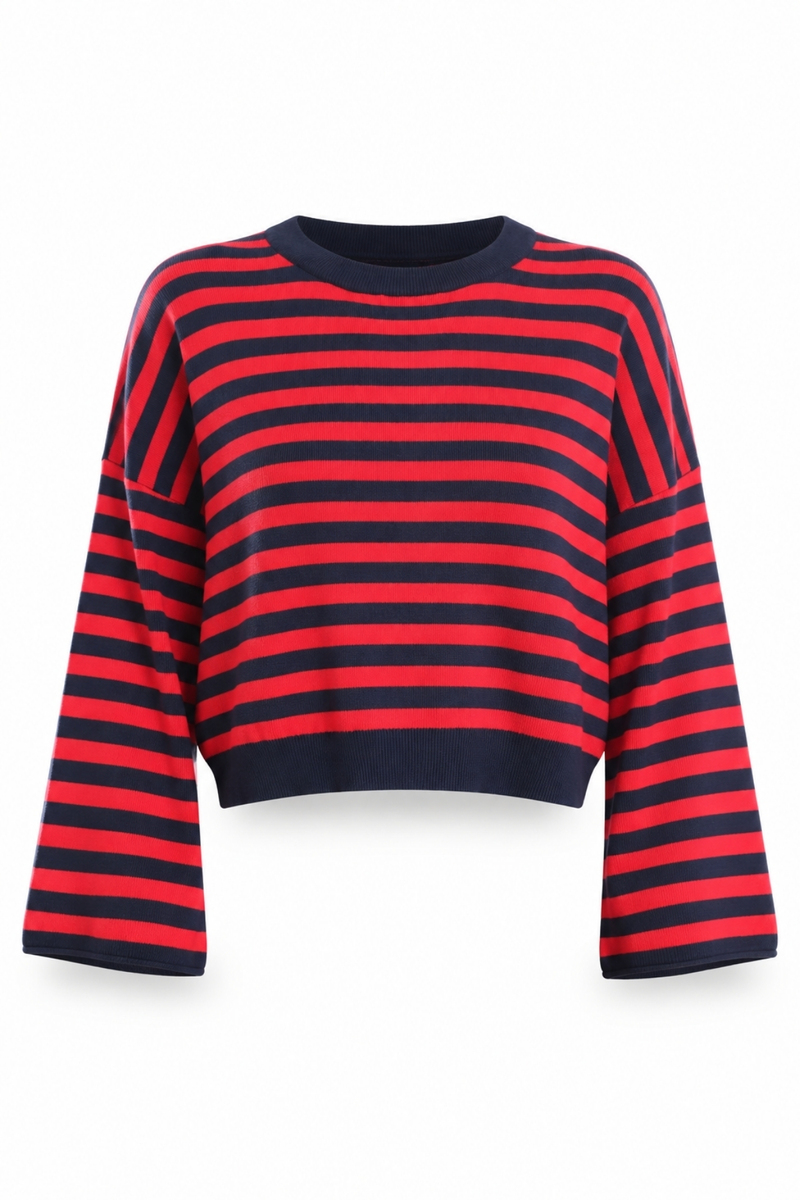 Lacivert Çizgili Oversize Kazak 5563
