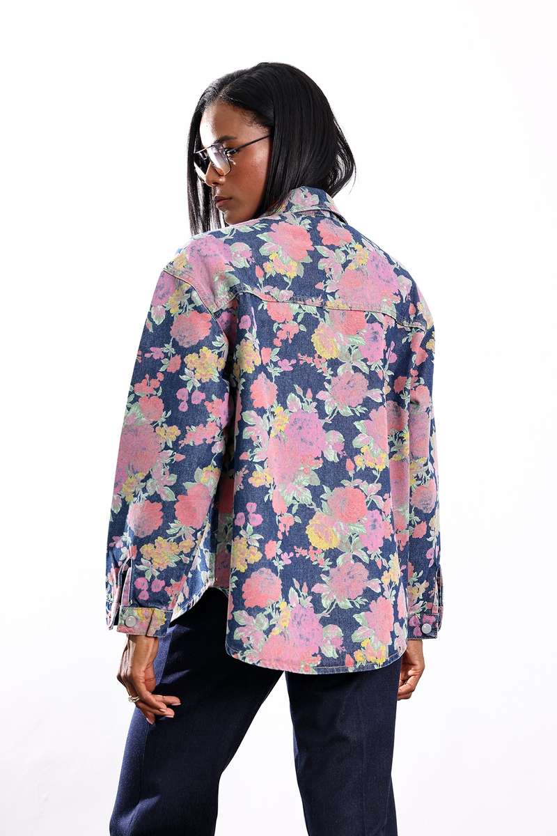 Lacivert Desenli Denim Ceket 03040