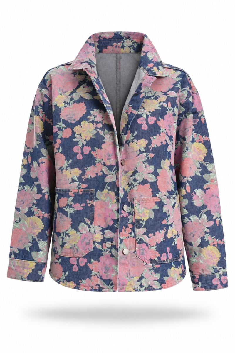 Lacivert Desenli Denim Ceket 03040