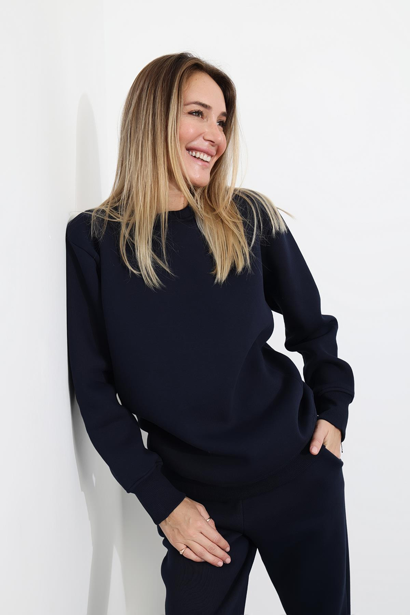 Lacivert Dikişli Sweatshirt Eşofman Takım 1126