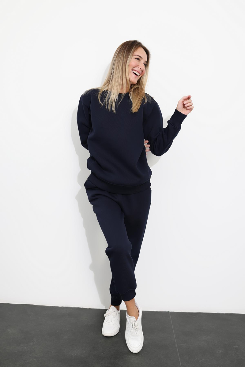Lacivert Dikişli Sweatshirt Eşofman Takım 1126