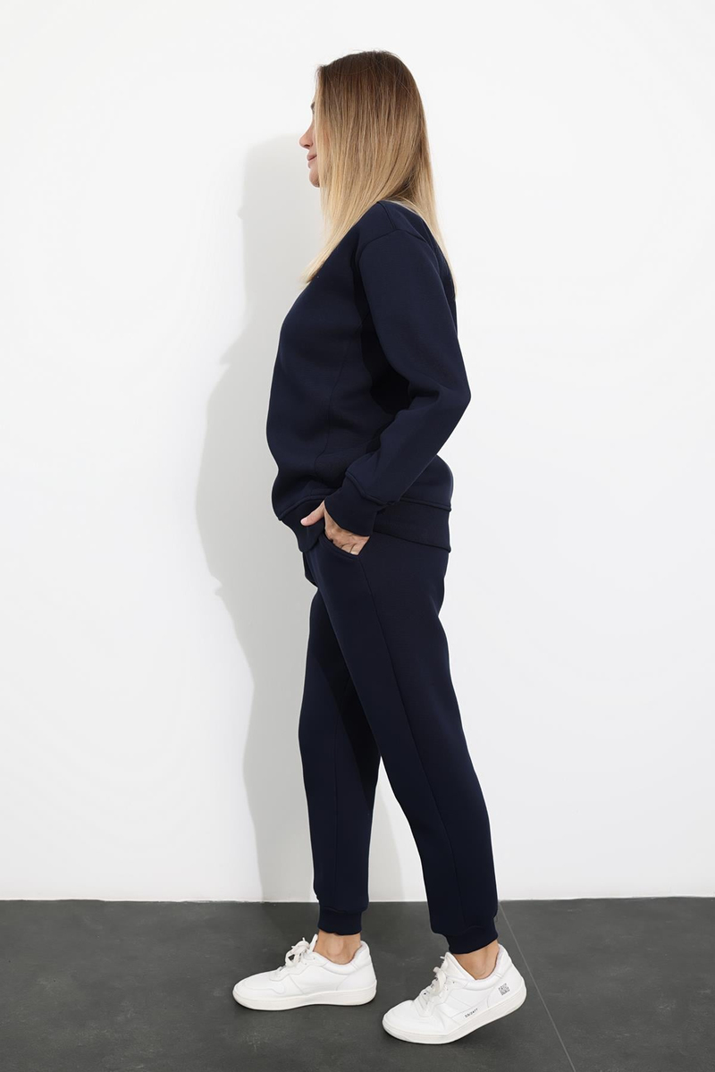 Lacivert Dikişli Sweatshirt Eşofman Takım 1126