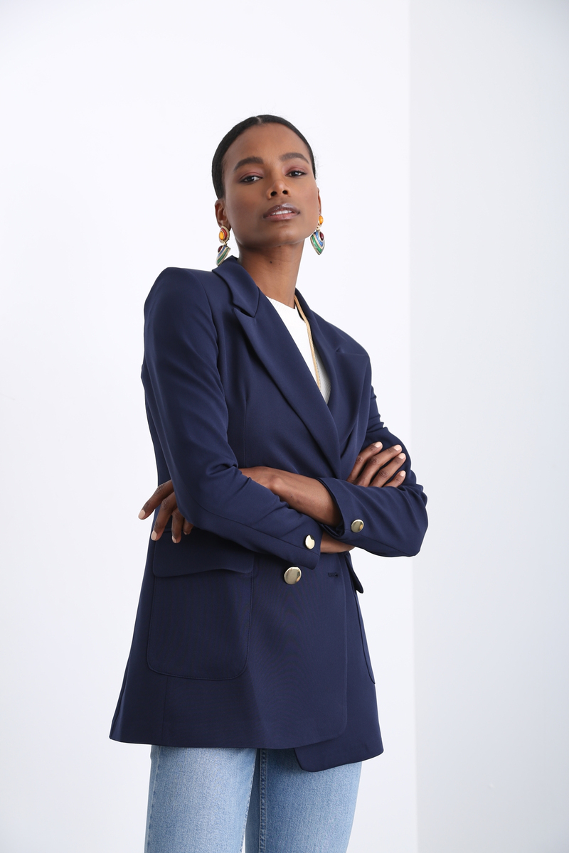 Lacivert Dört Düğme Blazer Ceket 3154