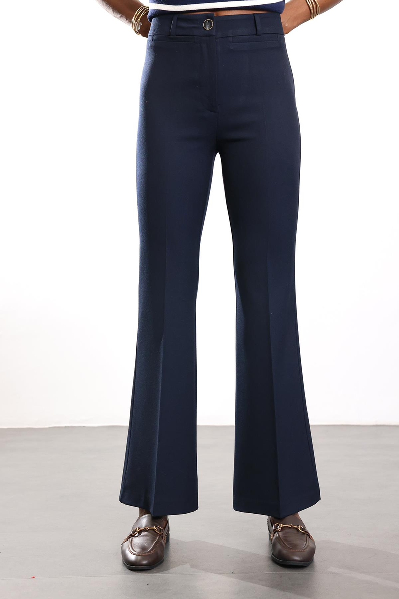 Lacivert Düz Kesim Kumaş Pantolon 17406