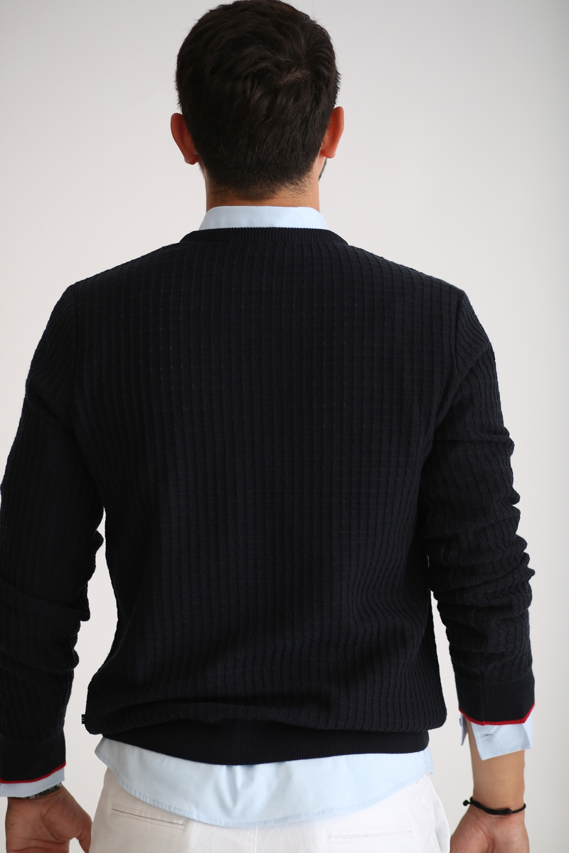 Lacivert Erkek Bisiklet Yaka Triko 189031
