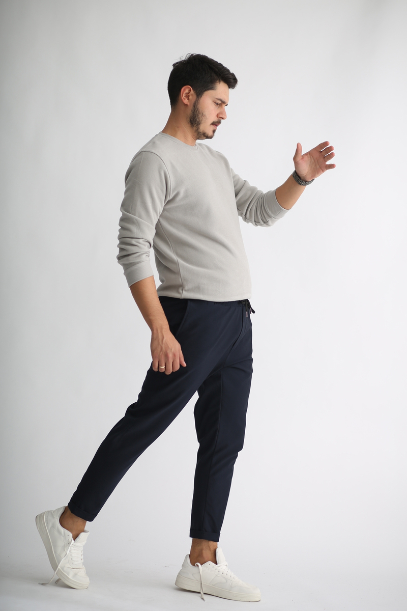 Lacivert Erkek Duble Paça Pantolon 3817
