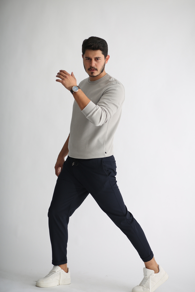 Lacivert Erkek Duble Paça Pantolon 3817