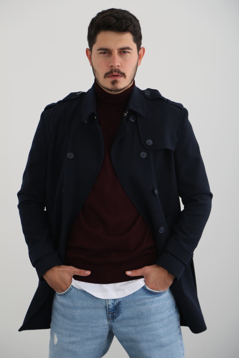 Lacivert Erkek Kaşe Kaban 5116-P02-02