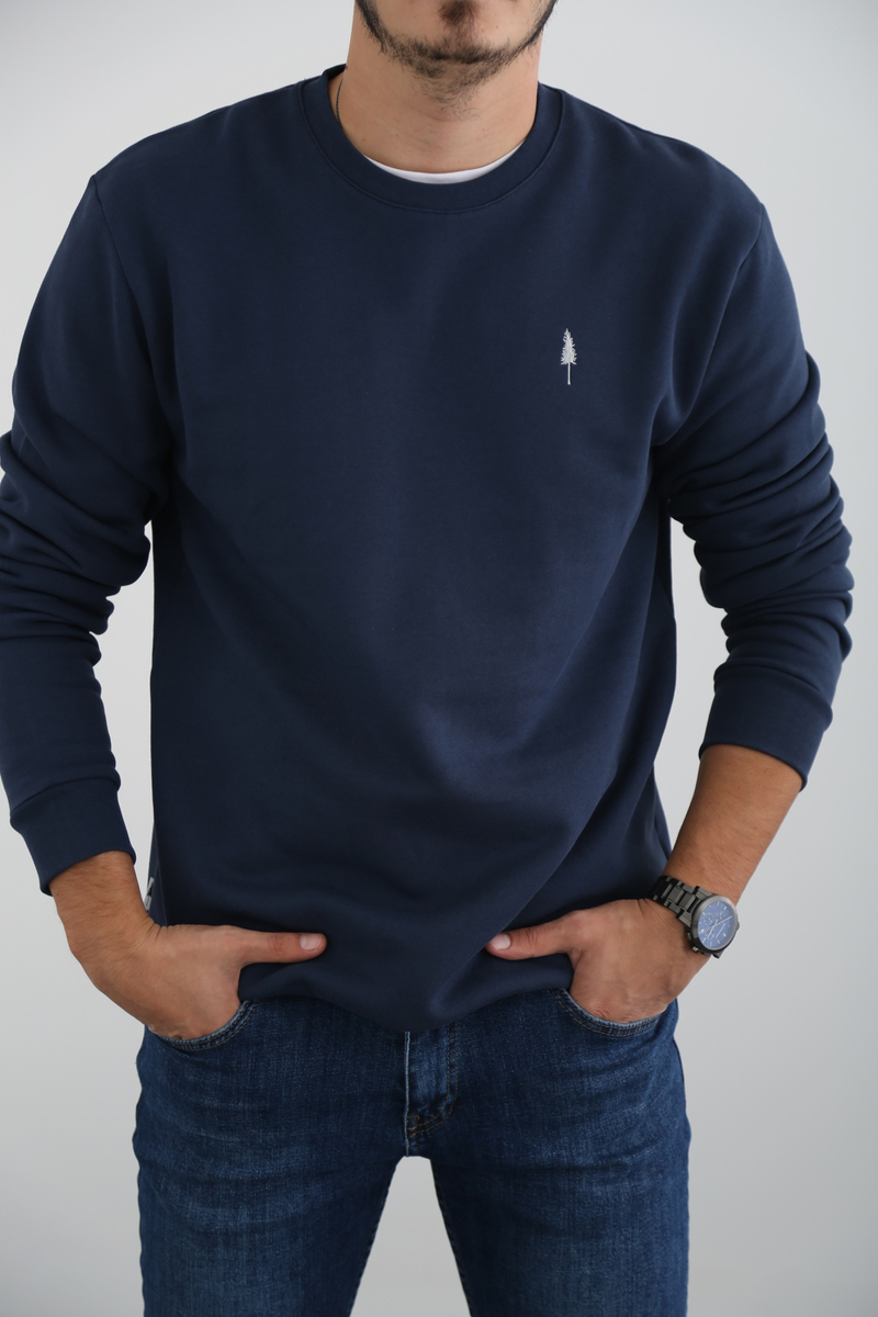Lacivert Erkek Şardonlu Basic Sweatshirt 863