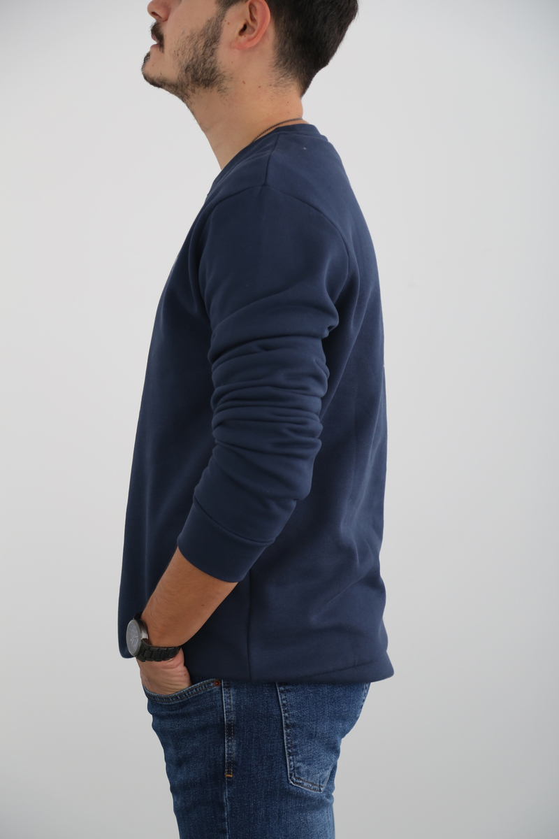 Lacivert Erkek Şardonlu Basic Sweatshirt 863