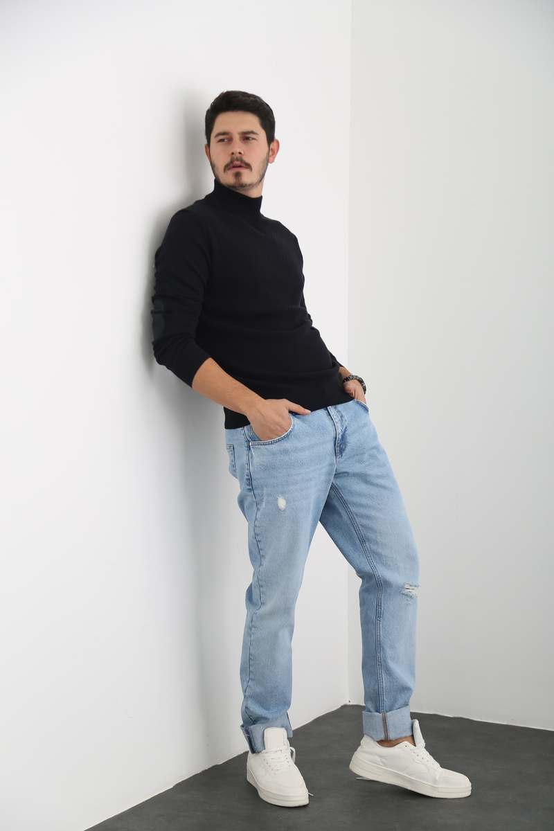 Lacivert Erkek Yarım Balıkçı Triko T1125
