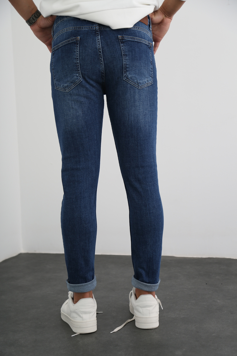 Lacivert Erkek Yıkamalı Jean 3700-R2