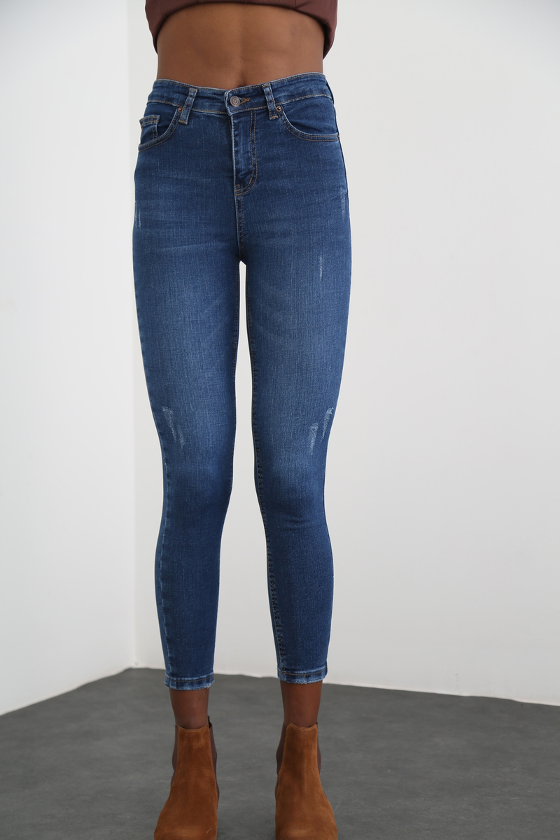 Lacivert Eskitmeli Toparlayan Jean 002775
