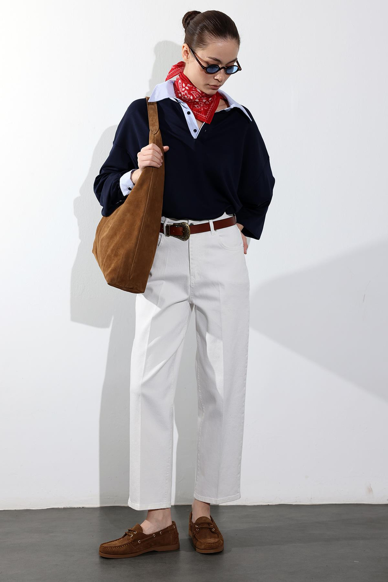 Lacivert Gömlek Yakalı Sweatshirt 71870