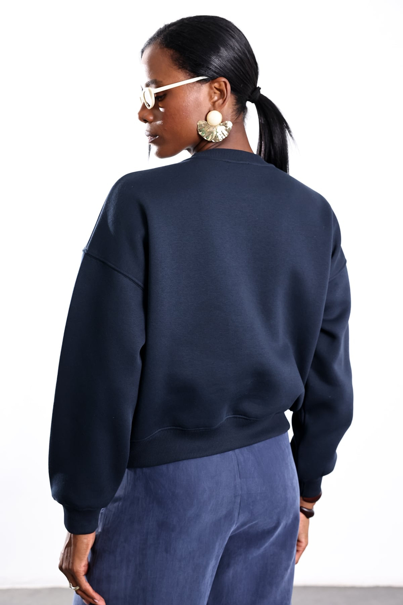 Lacivert Independent Ocala Florida Baskılı Sweatshirt 02839