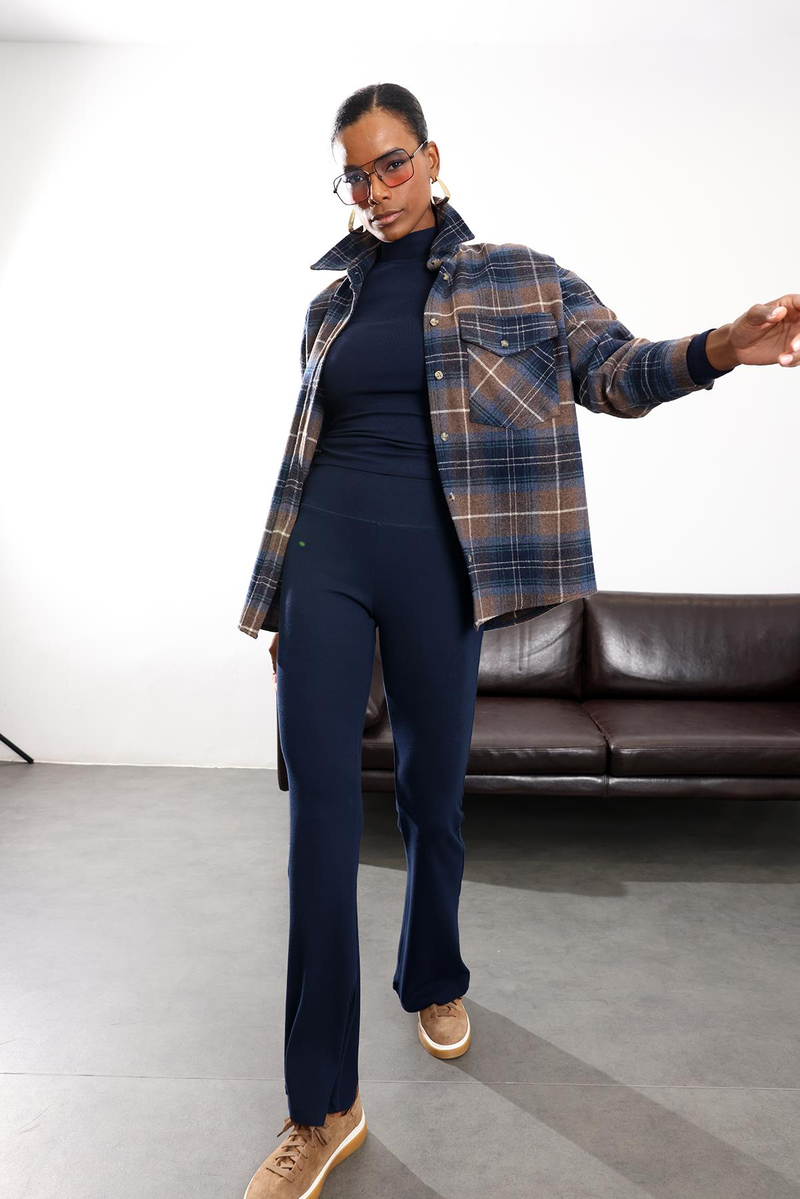 Lacivert İspanyol Paça Tayt Pantolon 24135