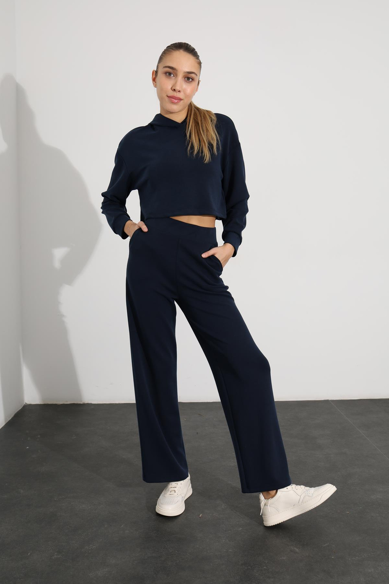 Lacivert Kapüşonlu Modal Sweatshirt 
