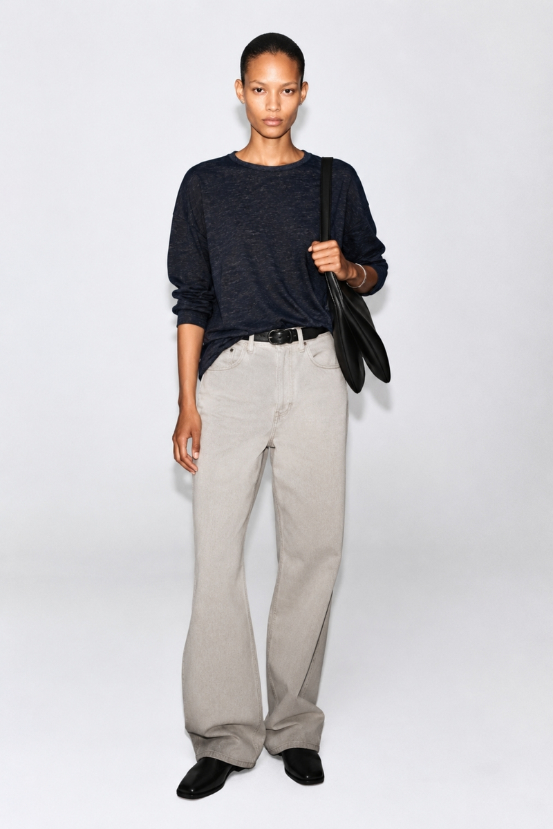Lacivert Kendinden Dokulu Oversize Bluz 27377