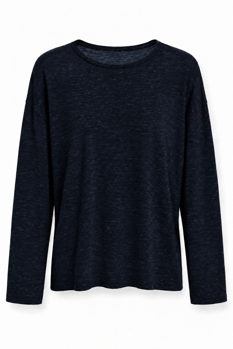 Lacivert Kendinden Dokulu Oversize Bluz 27377