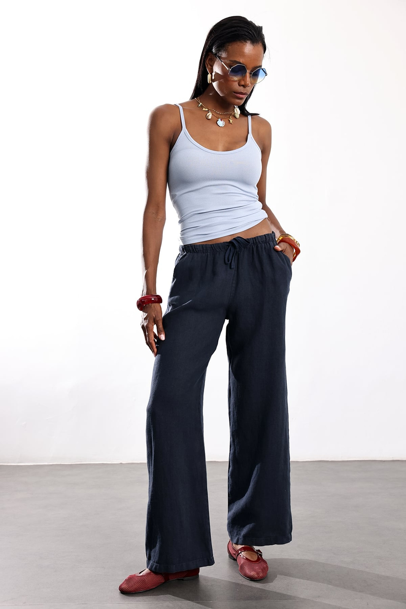 Lacivert Keten Pantolon 031687