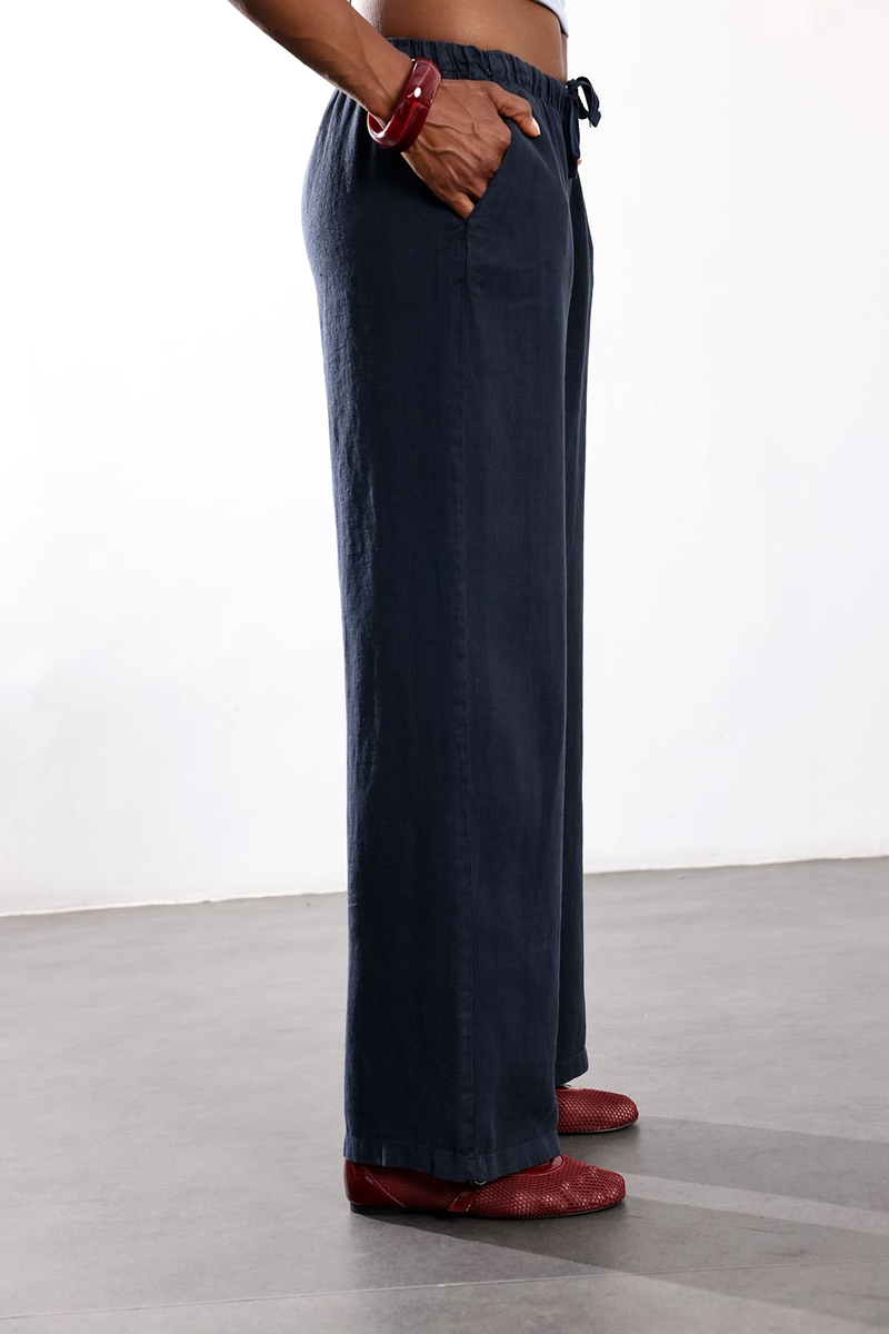 Lacivert Keten Pantolon 031687