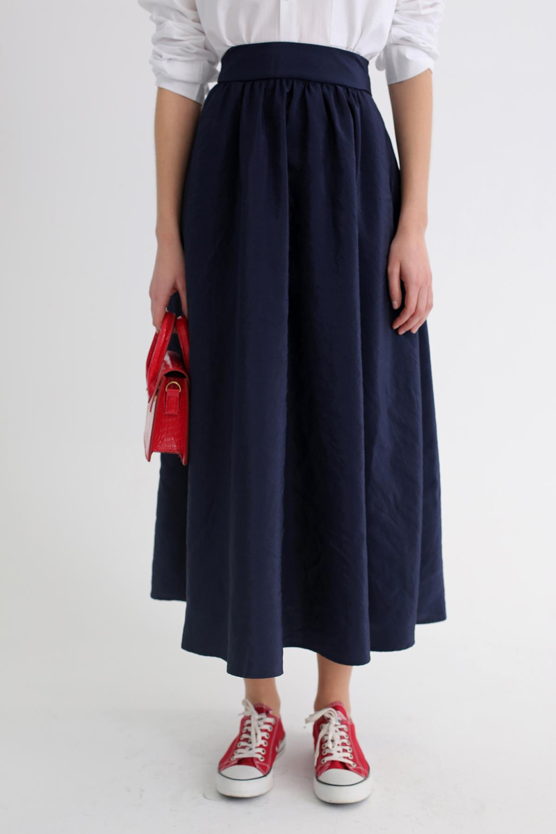 Lacivert Maxi Boy Kloş  Etek 003340