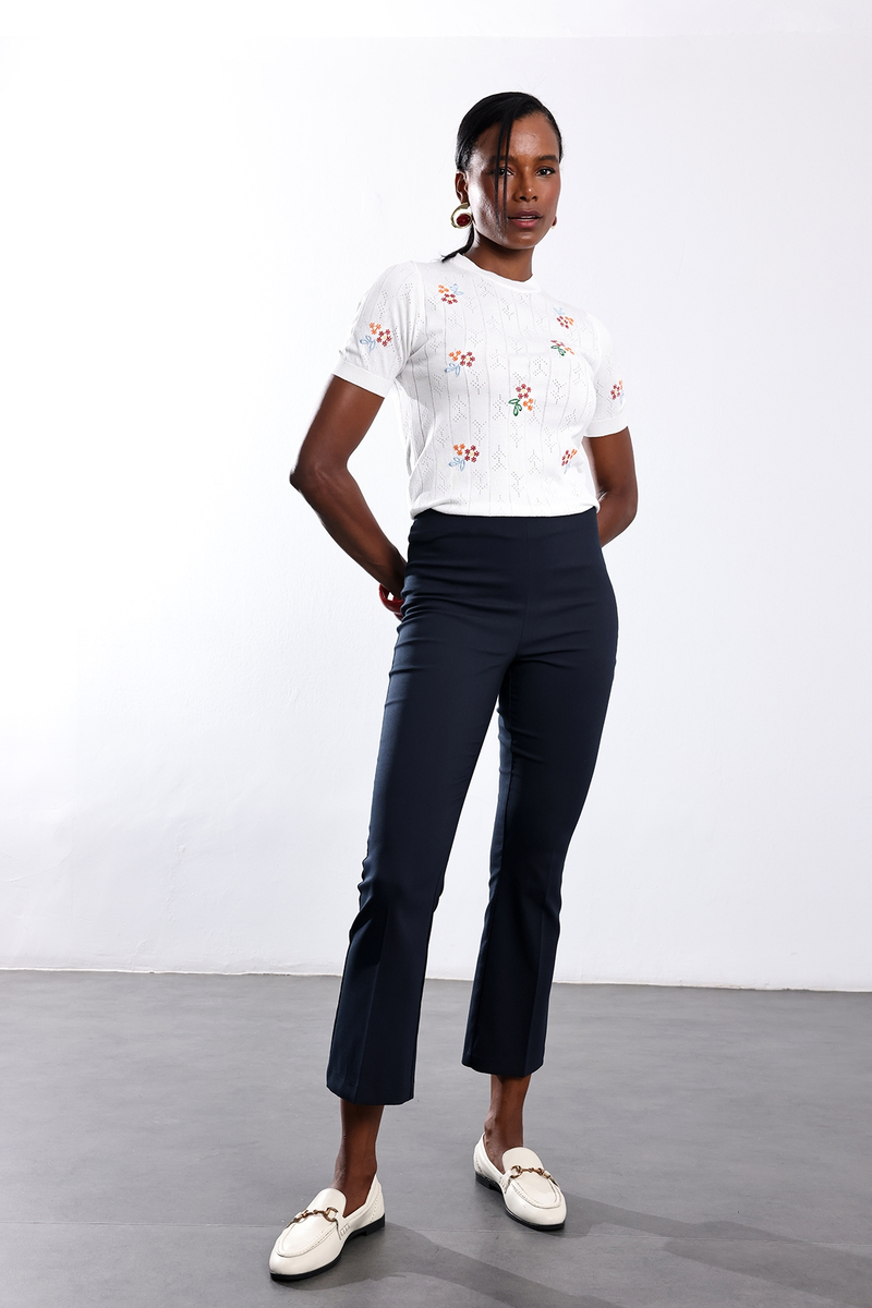 Lacivert Mini Flare Pantolon 438
