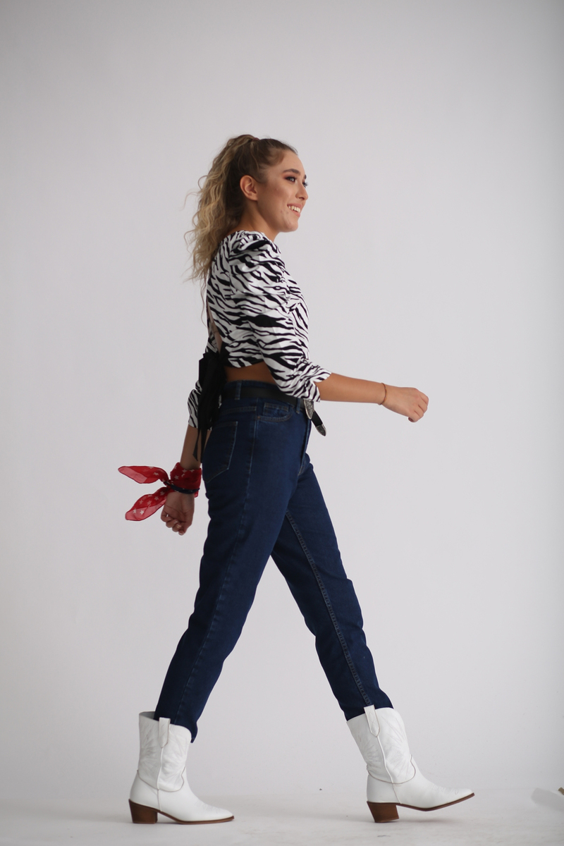 Lacivert Mom Jean Pantolon 