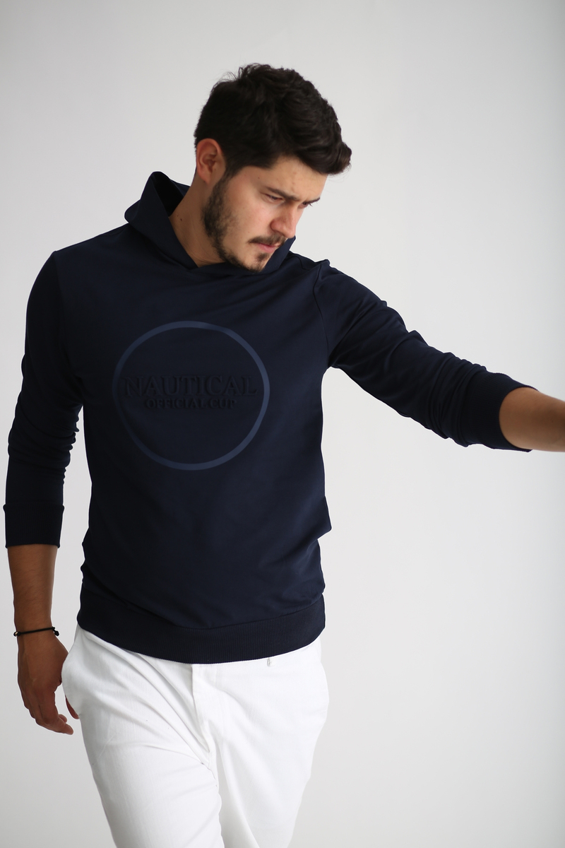 Lacivert Nautıcal Baskılı Sweatshirt SW-1001