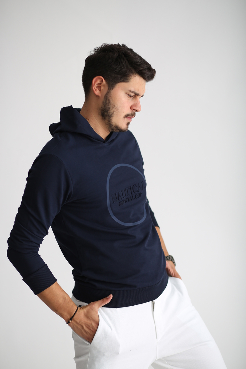 Lacivert Nautıcal Baskılı Sweatshirt SW-1001