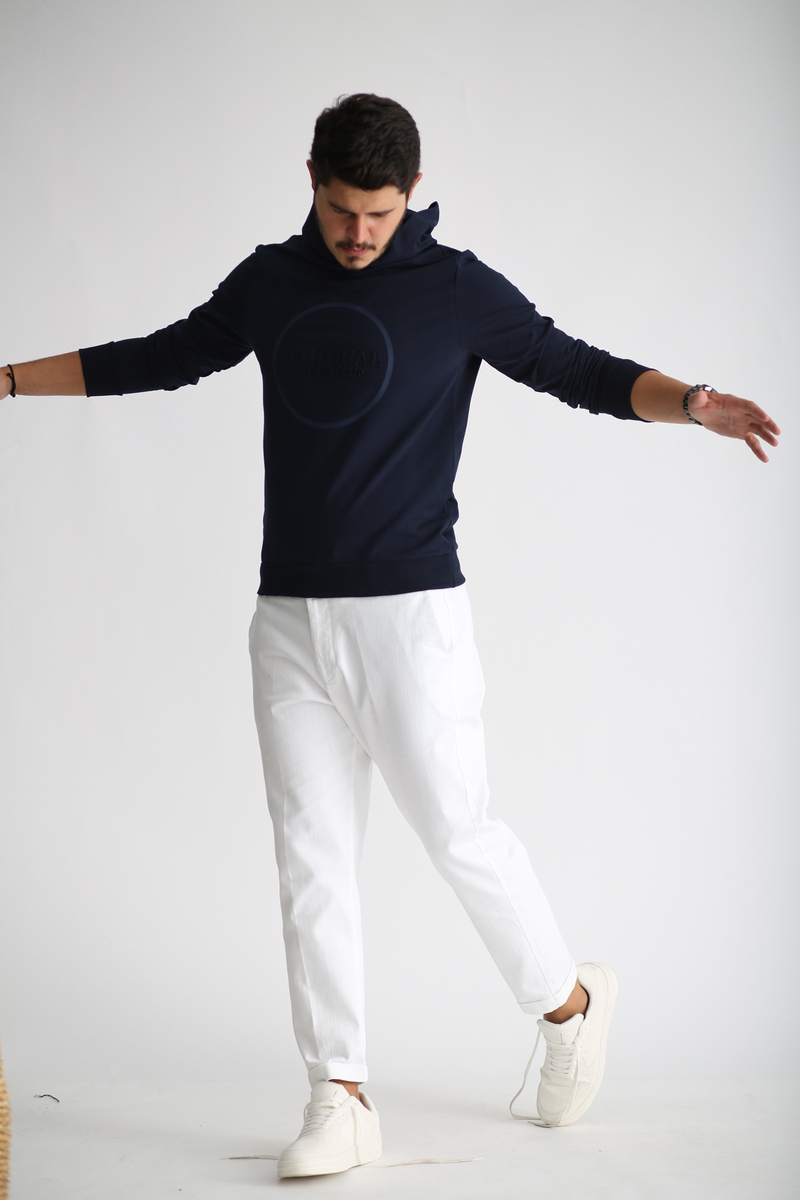 Lacivert Nautıcal Baskılı Sweatshirt SW-1001