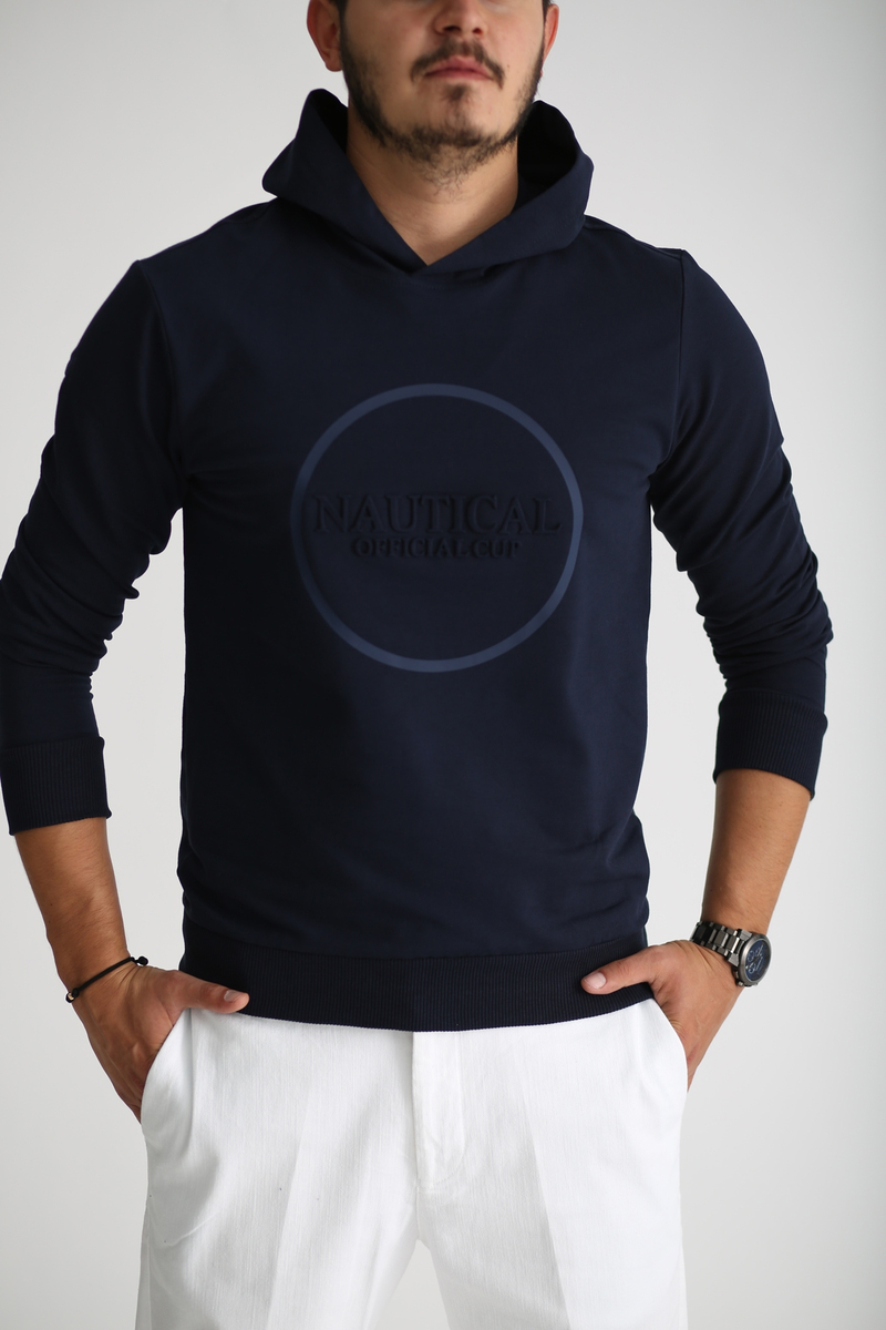 Lacivert Nautıcal Baskılı Sweatshirt SW-1001