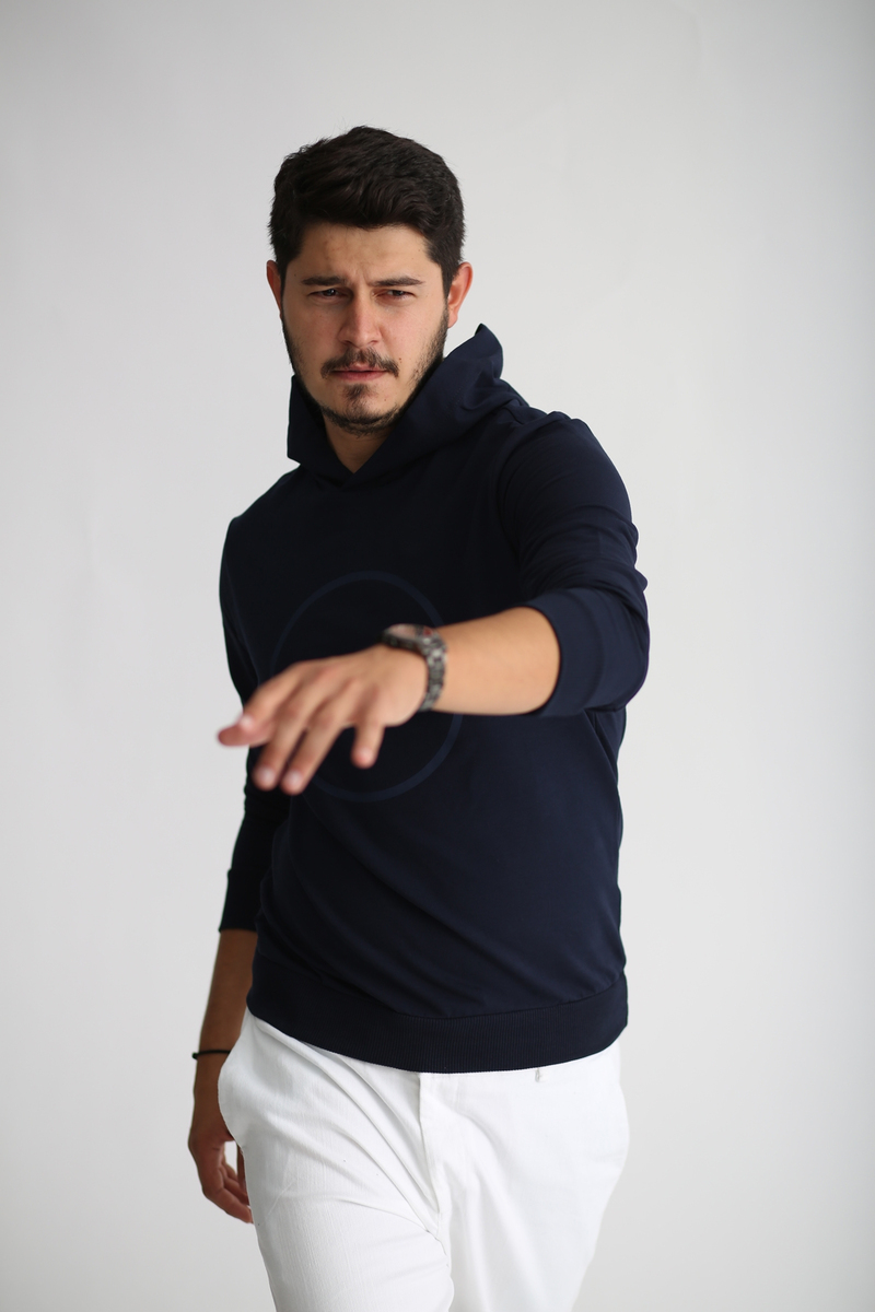 Lacivert Nautıcal Baskılı Sweatshirt SW-1001