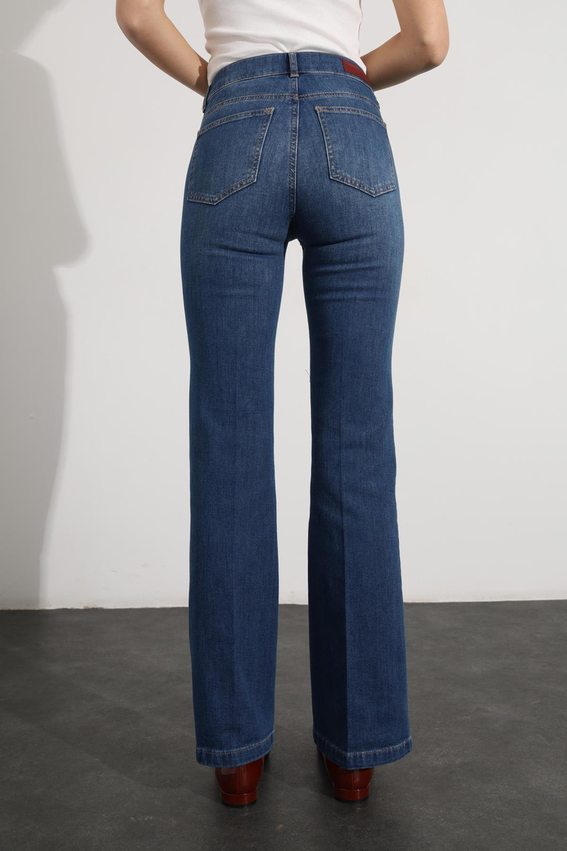 Lacivert Orta Bel Çizme Kesim Jean 