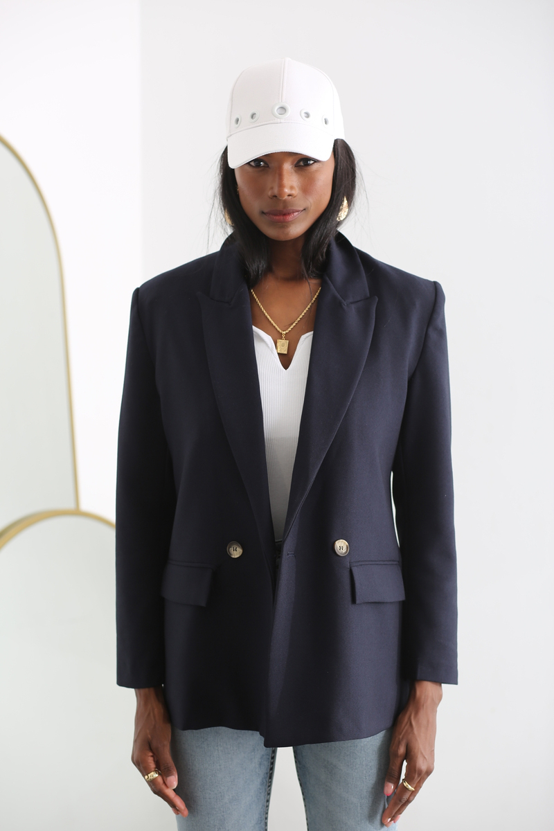 Lacivert Oversize Blazer Ceket 5238