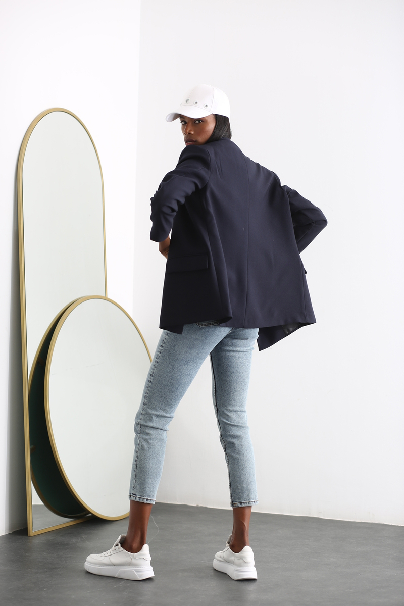 Lacivert Oversize Blazer Ceket 5238