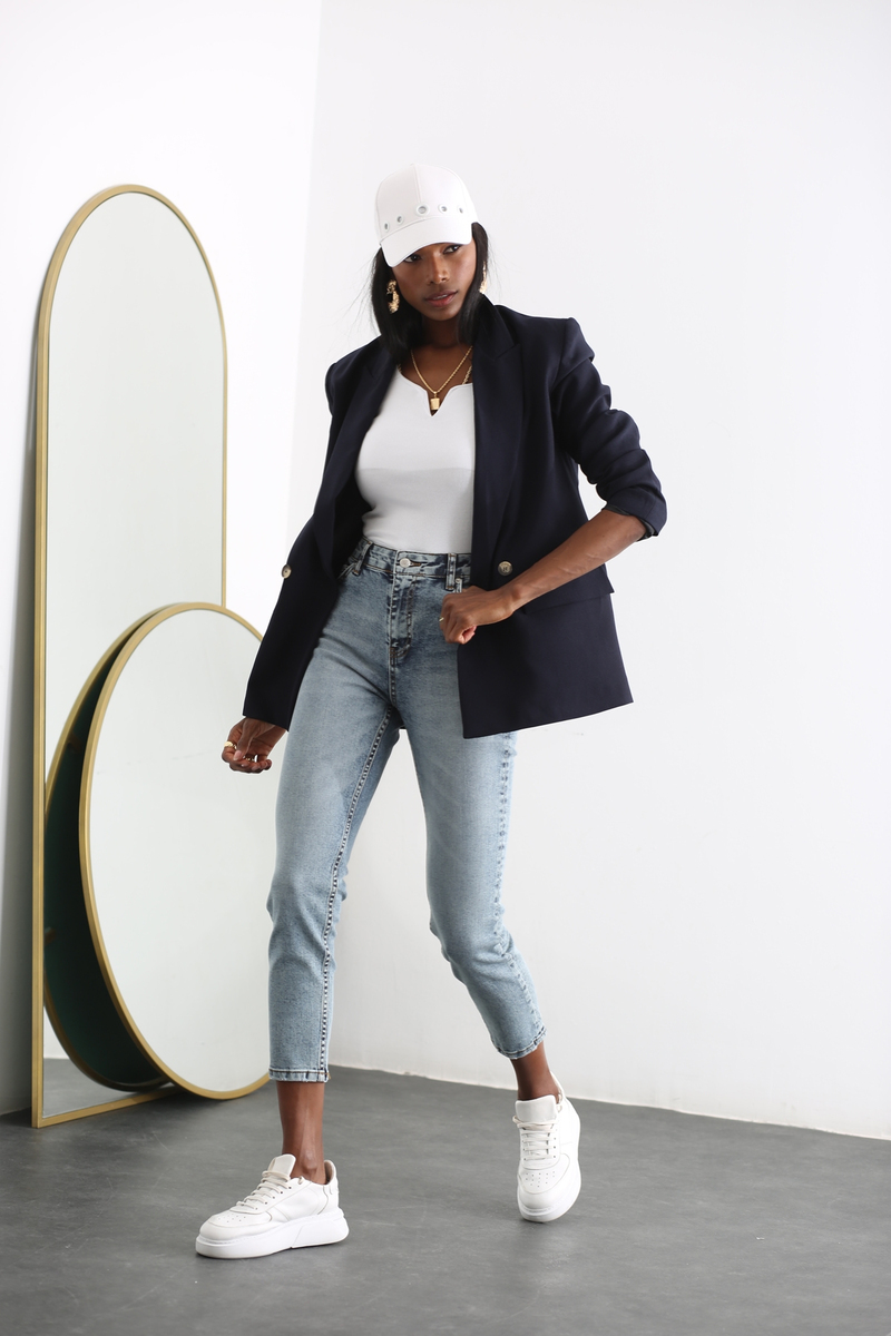 Lacivert Oversize Blazer Ceket 5238