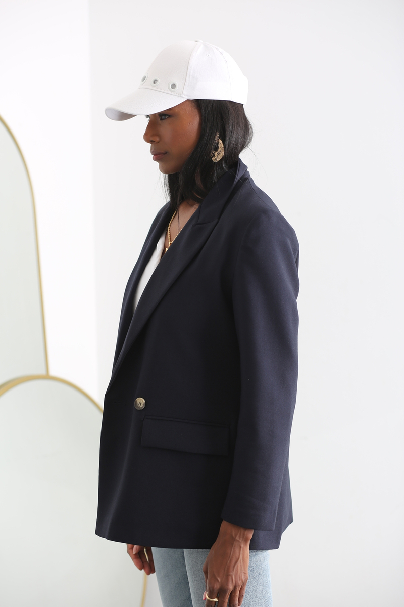 Lacivert Oversize Blazer Ceket 5238