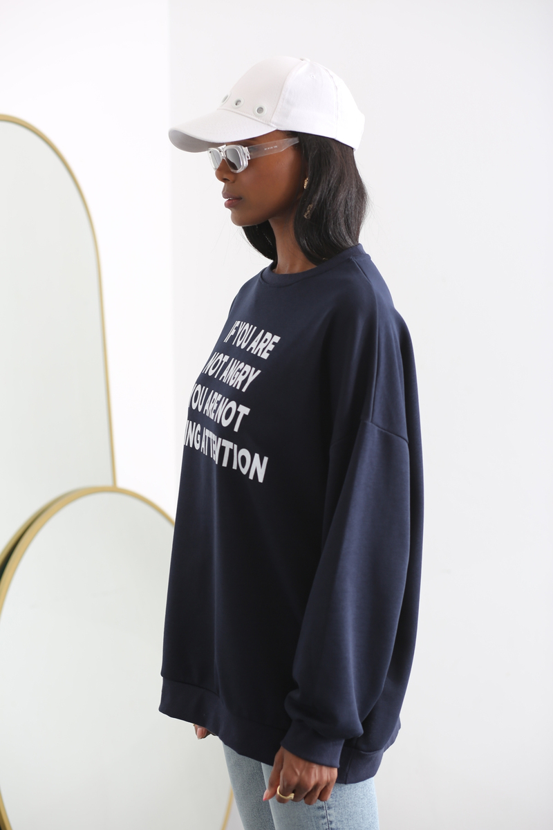 Lacivert Oversize Sweatshirt 