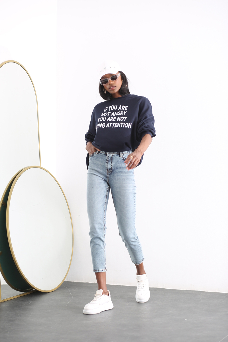 Lacivert Oversize Sweatshirt 